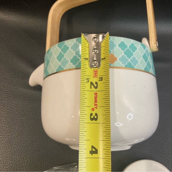 DAVID’S TEA Never Used Green Leaf Motif Gold Accent Wood Handle Tea  Pot - Picture 13 of 15